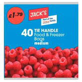 Jacks 40 Tie Handle Food & Freezer Bags Medium - 40pk  Adomoo